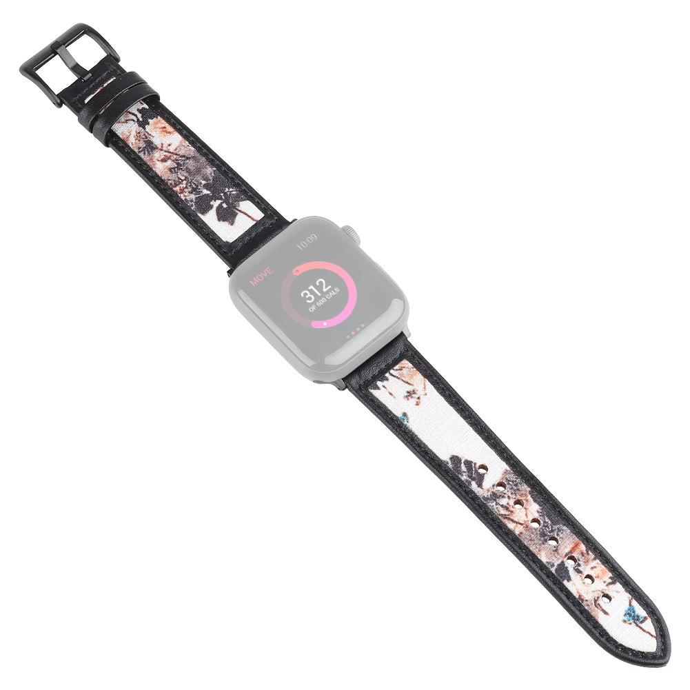 Ink Painting Pattern Genuine Leather Wrist Strap Adjustable Watch Band for Apple Watch Series 9 8 7 41mm 6 5 4 SE (2023) SE(2022) SE 40mm 3 2 1 38mm Ink Painting Pattern Genuine Leather Wrist Strap Adjustable Watch Band for Apple Watch Series 9 8 7 41mm 6 5 4 SE (2023) SE(2022) SE 40mm 3 2 1 38mm
